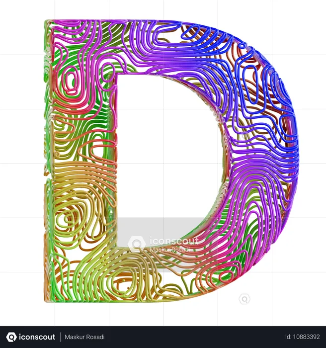 Forme abstraite de l'alphabet d  3D Icon