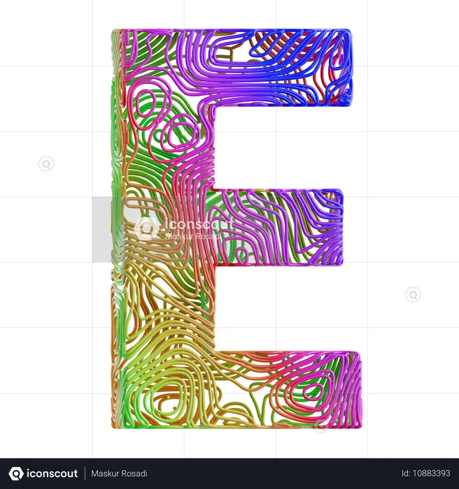 Forme abstraite de l'alphabet d  3D Icon