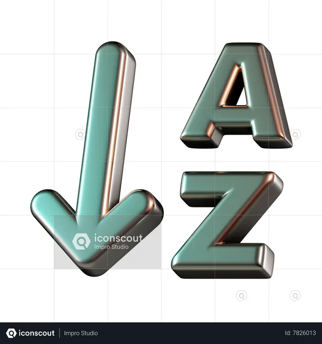 Alphabet Ascending Order 3D Icon download in PNG, OBJ or Blend format