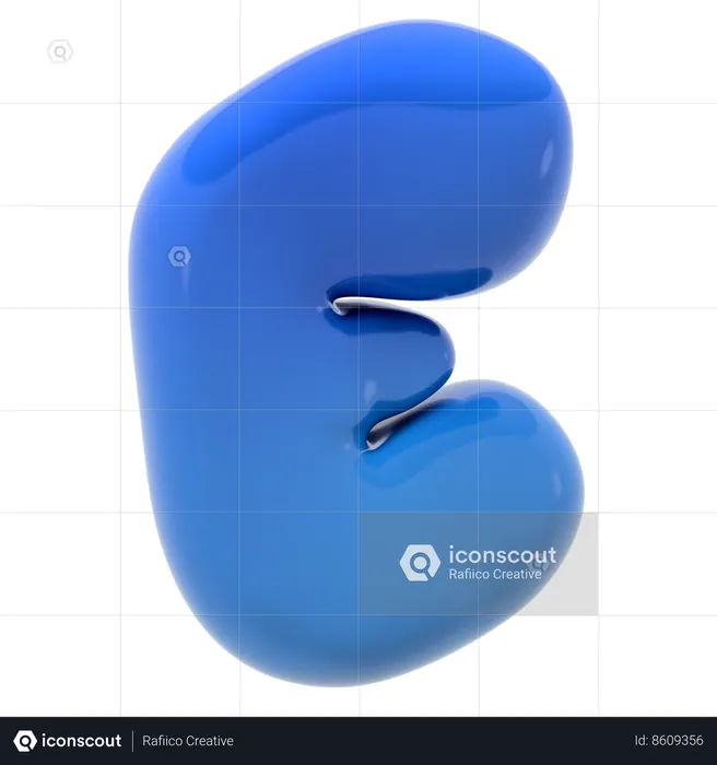 Alphabet E bubble letter  3D Icon
