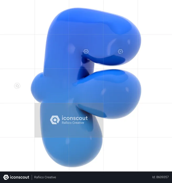 Alphabet F bubble letter  3D Icon