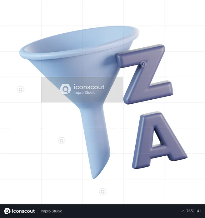 Alphabetisch absteigend sortieren  3D Icon