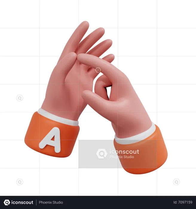 Alphabets Gesture A Emoji 3D Icon