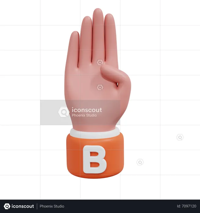 Alphabets Gesture B Emoji 3D Icon