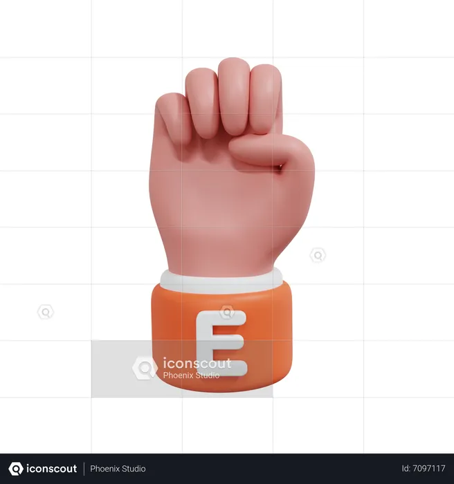 Alphabets Gesture E Emoji 3D Icon