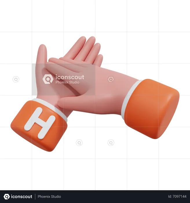 Alphabets Gesture H Emoji 3D Icon