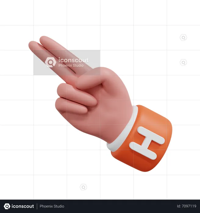 Alphabets Gesture H Emoji 3D Icon