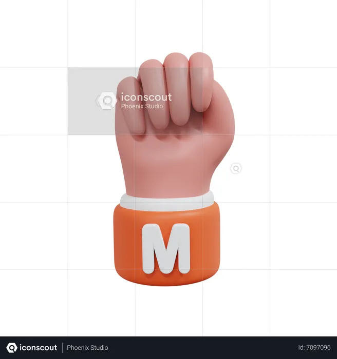 Alphabets Gesture M Emoji 3D Icon