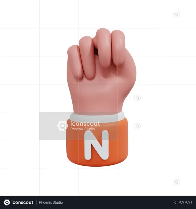 Alphabets Gesture N Emoji 3D Icon