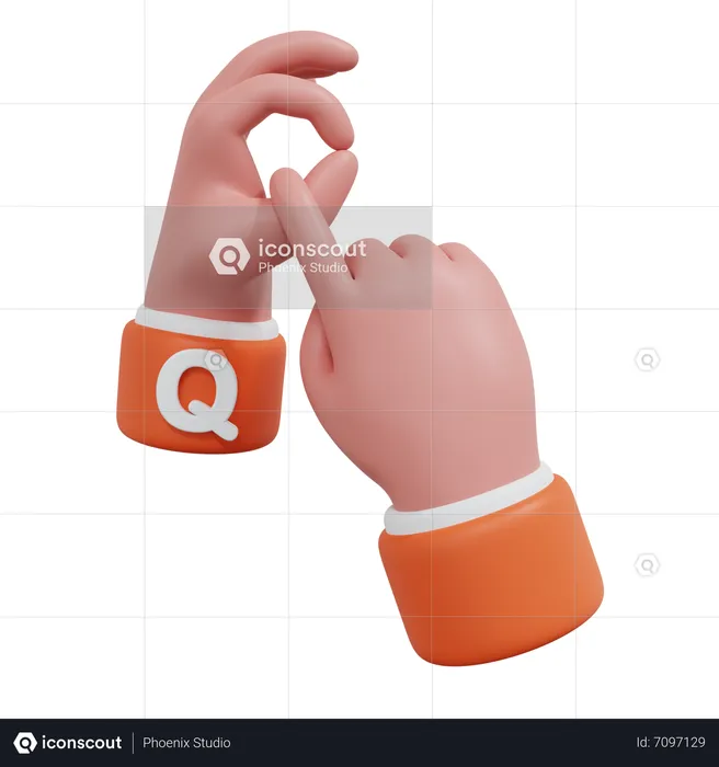 Alphabets Gesture Q Emoji 3D Icon