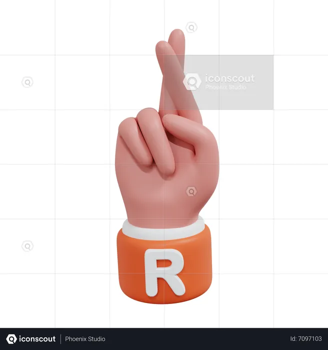 Alphabets Gesture R Emoji 3D Icon