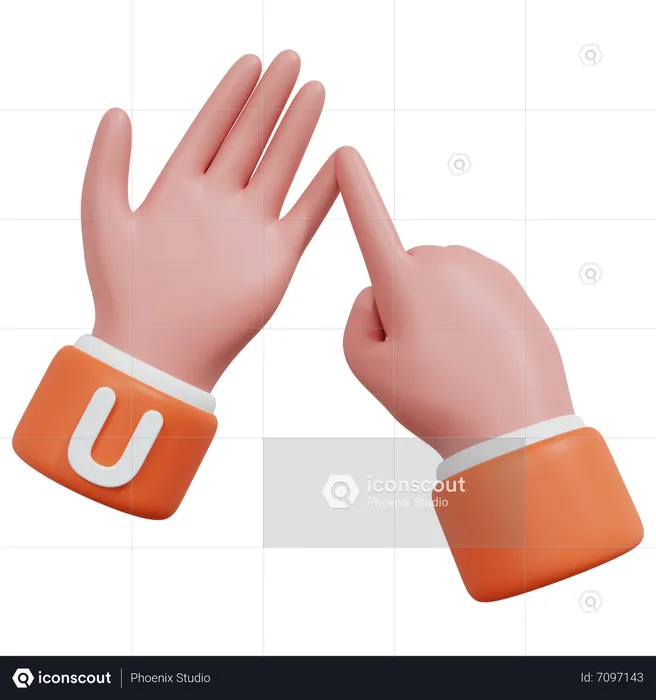 Alphabets Gesture U Emoji 3D Icon