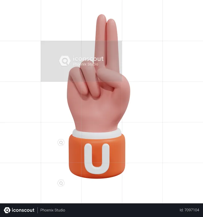 Alphabets Gesture U Emoji 3D Icon