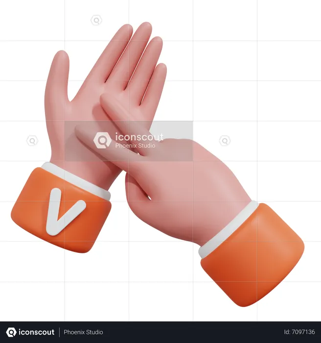 Alphabets Gesture V Emoji 3D Icon