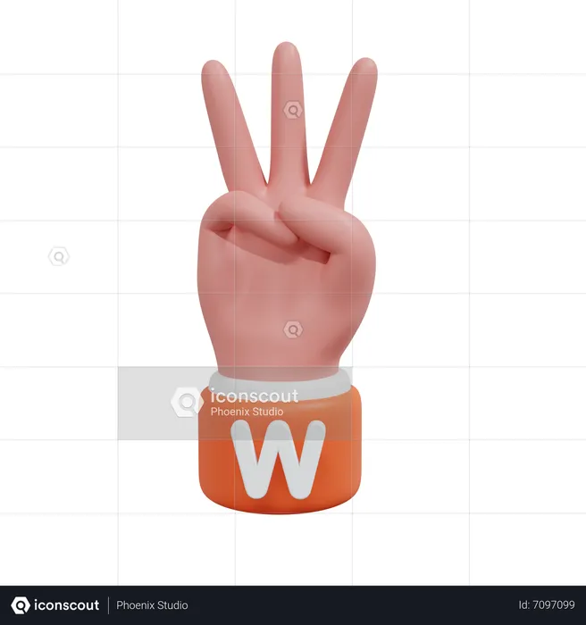 Alphabets Gesture W Emoji 3D Icon