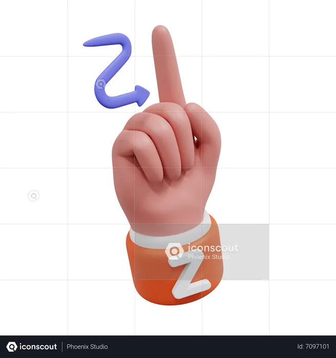 Alphabets Gesture Z Emoji 3D Icon