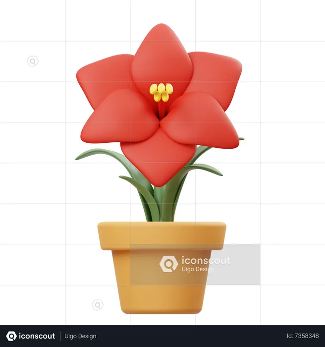 Amarilis Flower Pot  3D Icon