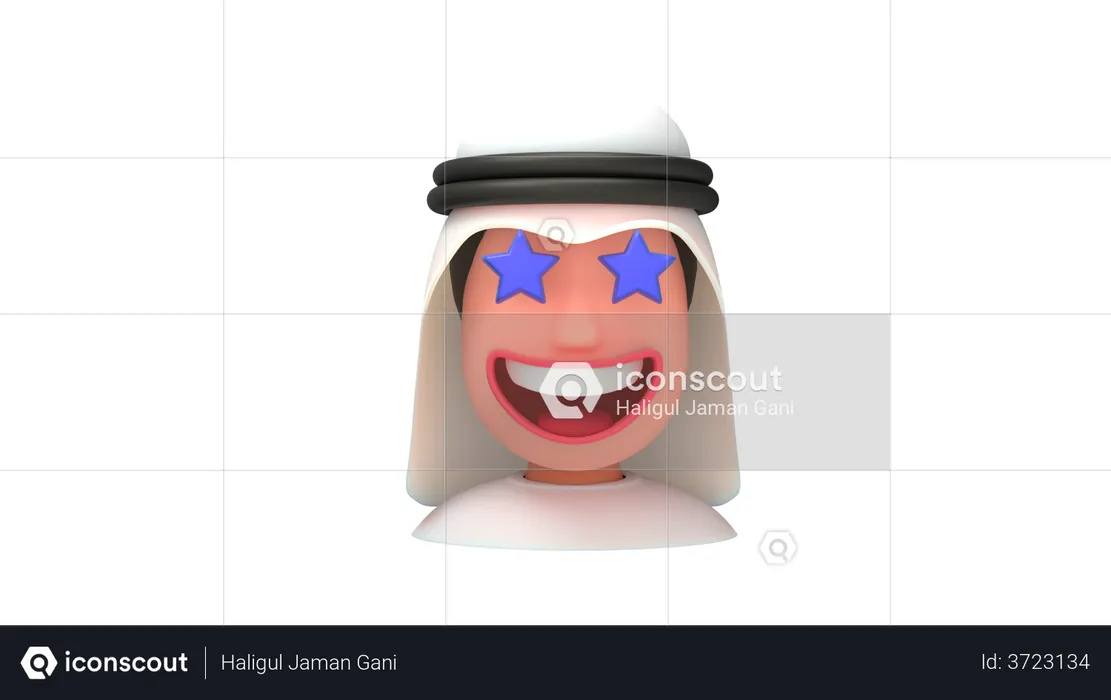 Amazed Arab Man Emoji 3D Illustration
