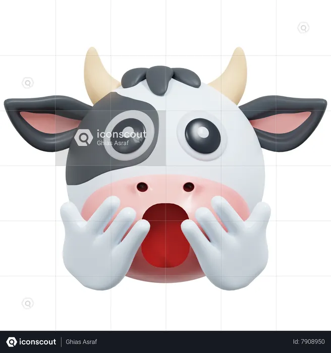 Amazed Cow Emoji 3D Icon