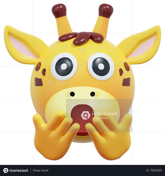 Amazed Giraffe Emoticon Emoji 3D Icon