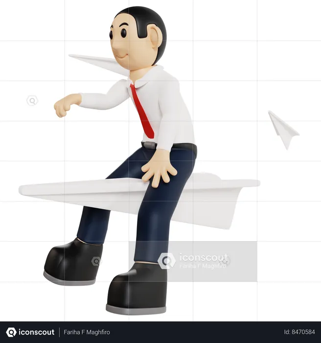 Ambitious Businessman On Adventure  3D Illustration