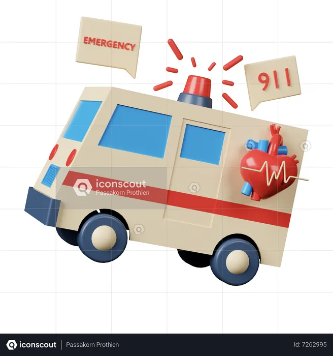 Ambulância  3D Icon