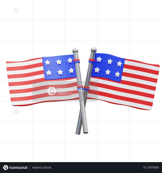 America Flags  3D Icon
