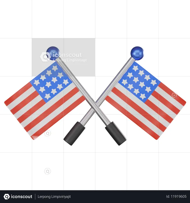 American Flag  3D Icon