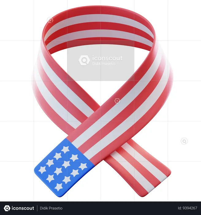 American Flag Ribbon  3D Icon