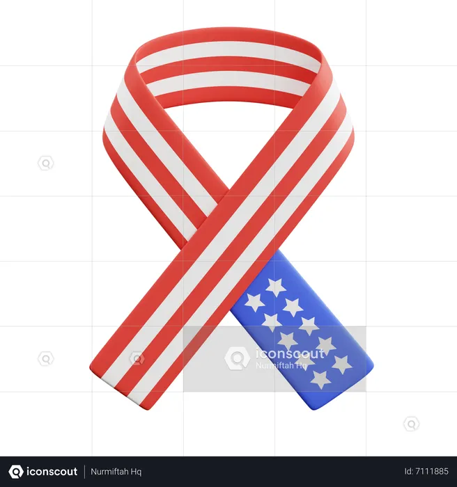 American Flag Ribbon  3D Icon