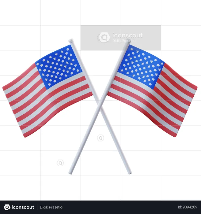 American Flags  3D Icon