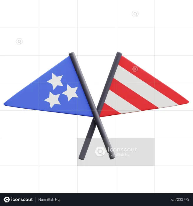 American Flags Decoration  3D Icon