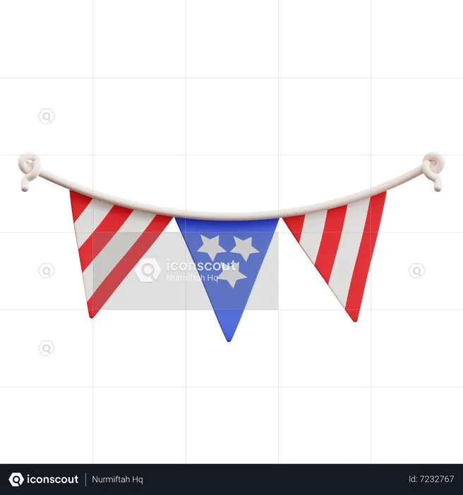 American Flags Ornament  3D Icon