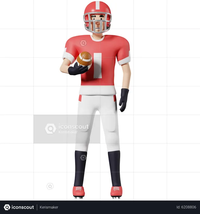 American football player Hold ball  3D Illustration