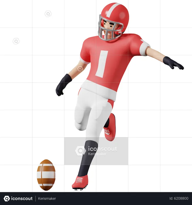 American football player Kicking ball  3D Illustration
