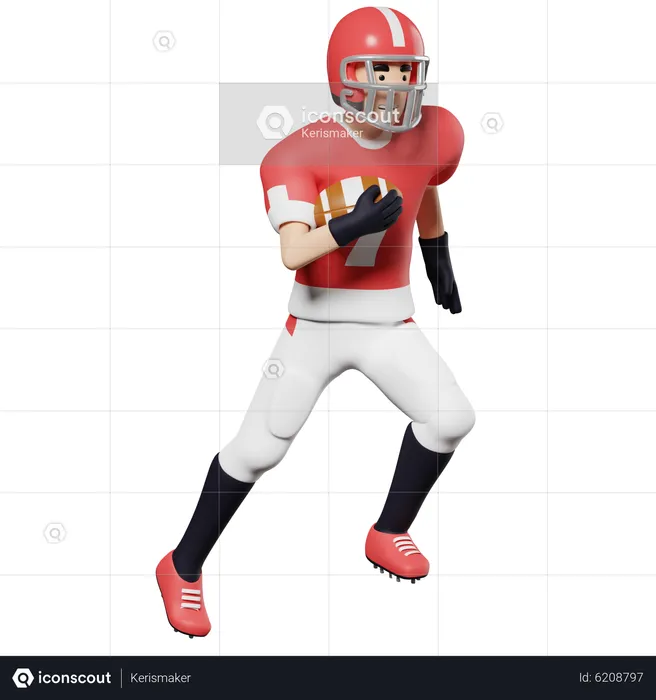 American football player Run with the ball  3D Illustration