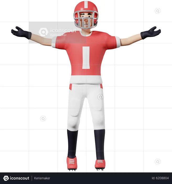 American football players Celebrate victory with open arms  3D Illustration