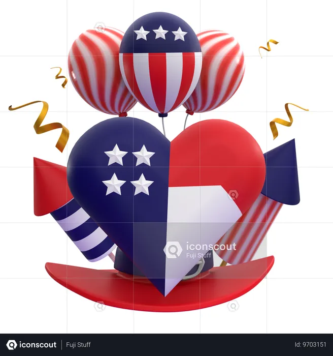 アメリカ独立記念日  3D Icon