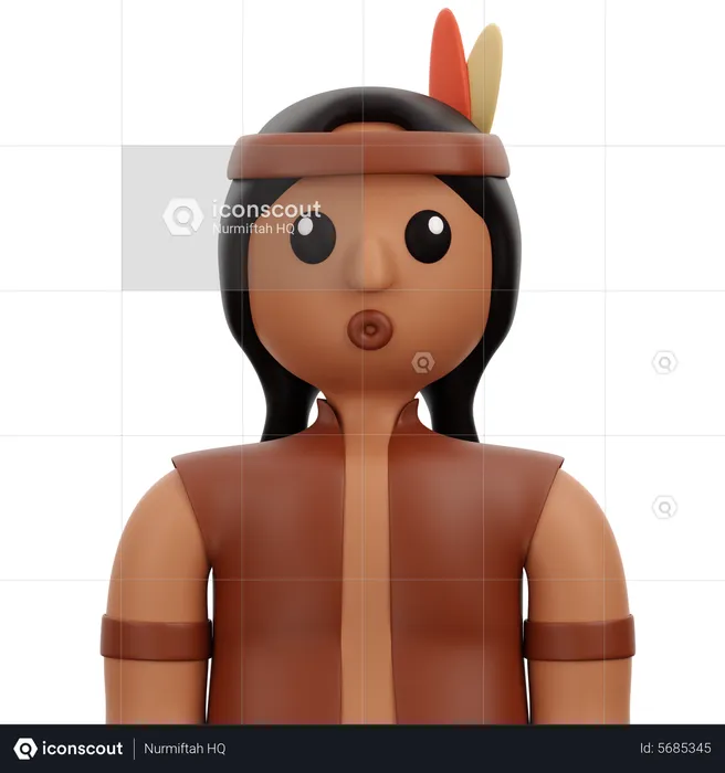 American Native Man  3D Icon