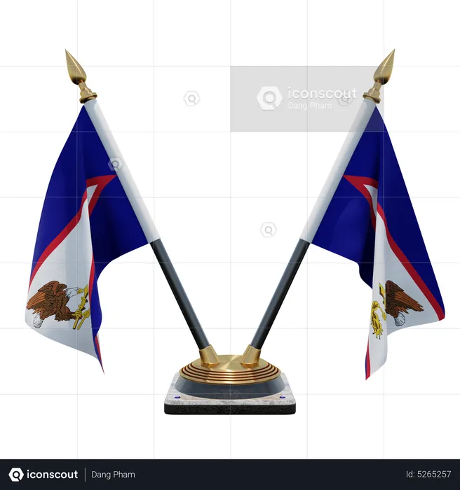 American Samoa Double (V) Desk Flag Stand Flag 3D Icon