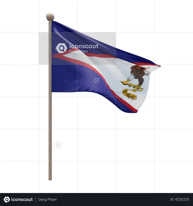 American Samoa Flag Pole  3D Illustration