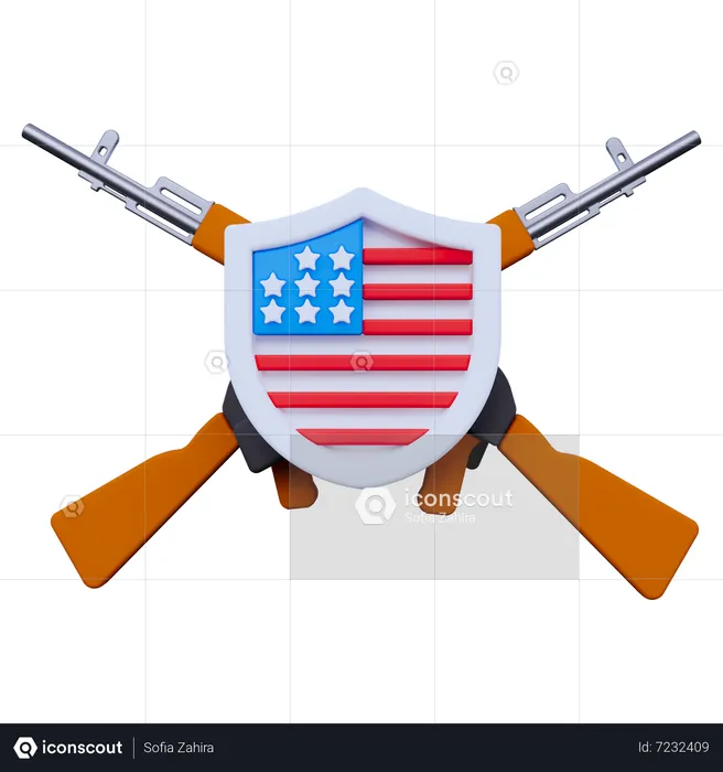 American Shield and Flags  3D Icon