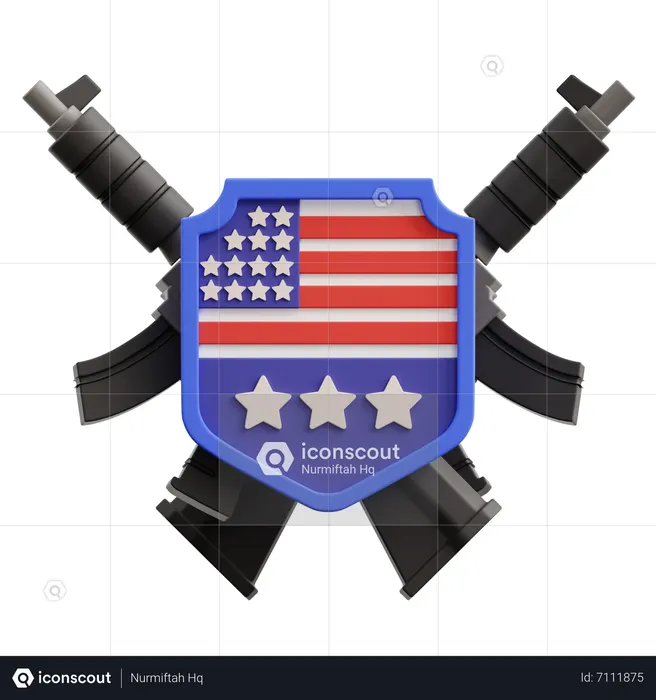 American Shield and Guns  3D Icon