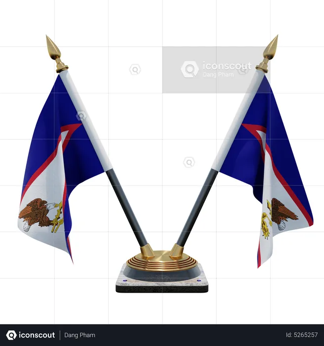 Doppelter (V) Tischflaggenständer für Amerikanisch-Samoa Flag 3D Icon