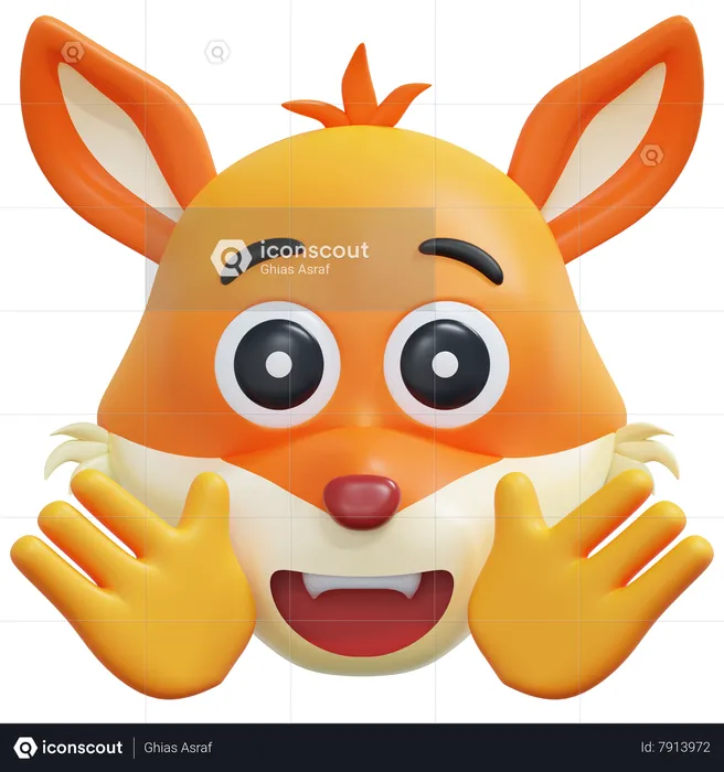 Émoticône renard amical Emoji 3D Icon