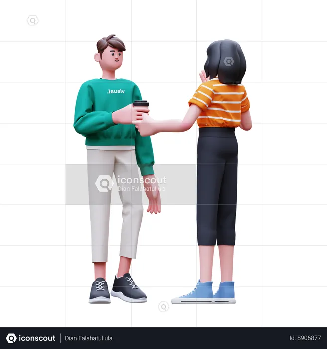 Amigos estão se encontrando depois de muito tempo  3D Illustration