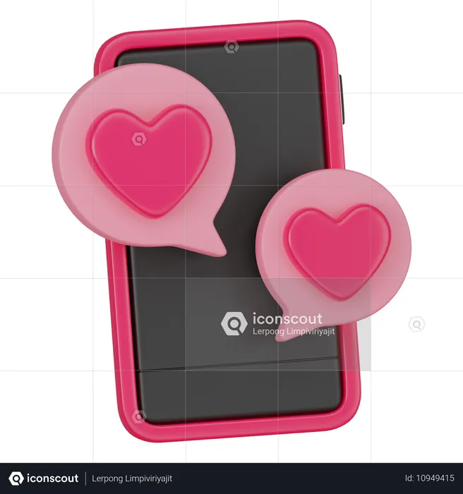 Diálogo de bate-papo de amor  3D Icon