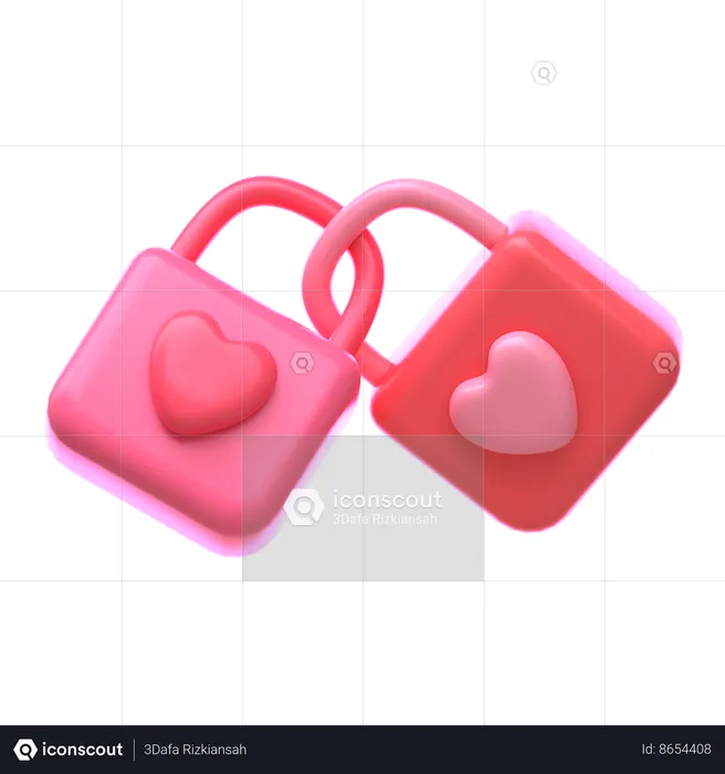 Cadeado de amor  3D Icon