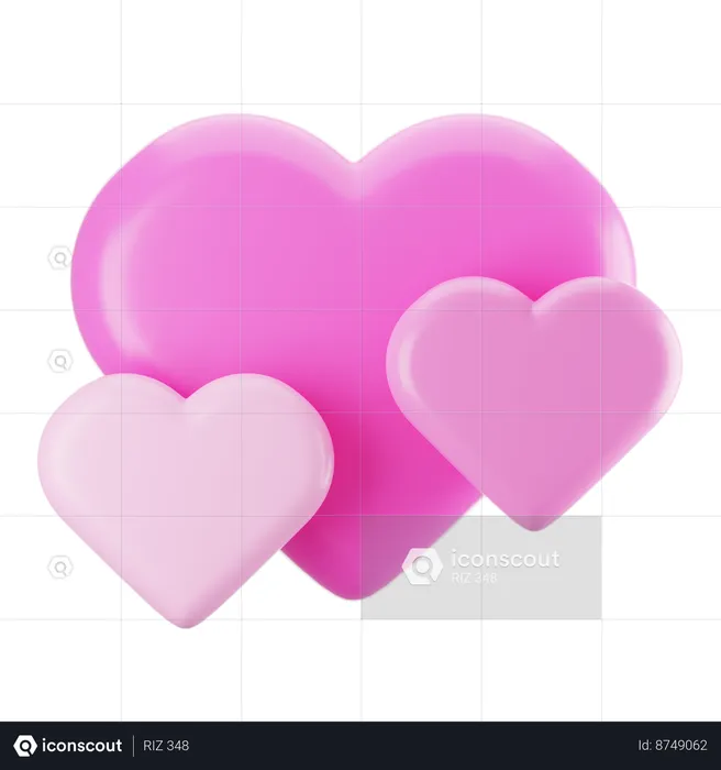 Corazones de amor  3D Icon