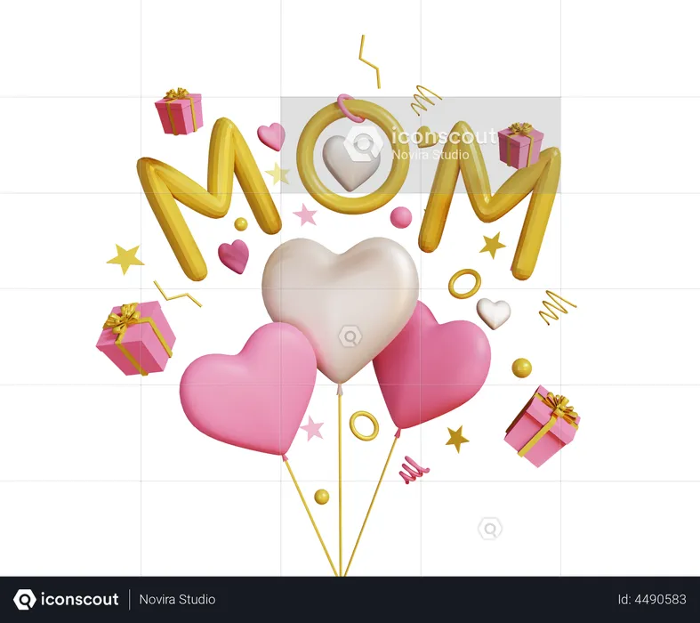 Dia das mães amor  3D Illustration